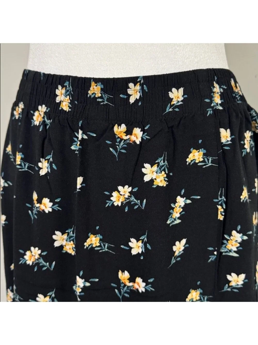 Black Floral Midi Skirt - Elegant Everyday Style